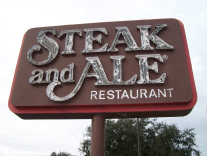 steak and ale sign before